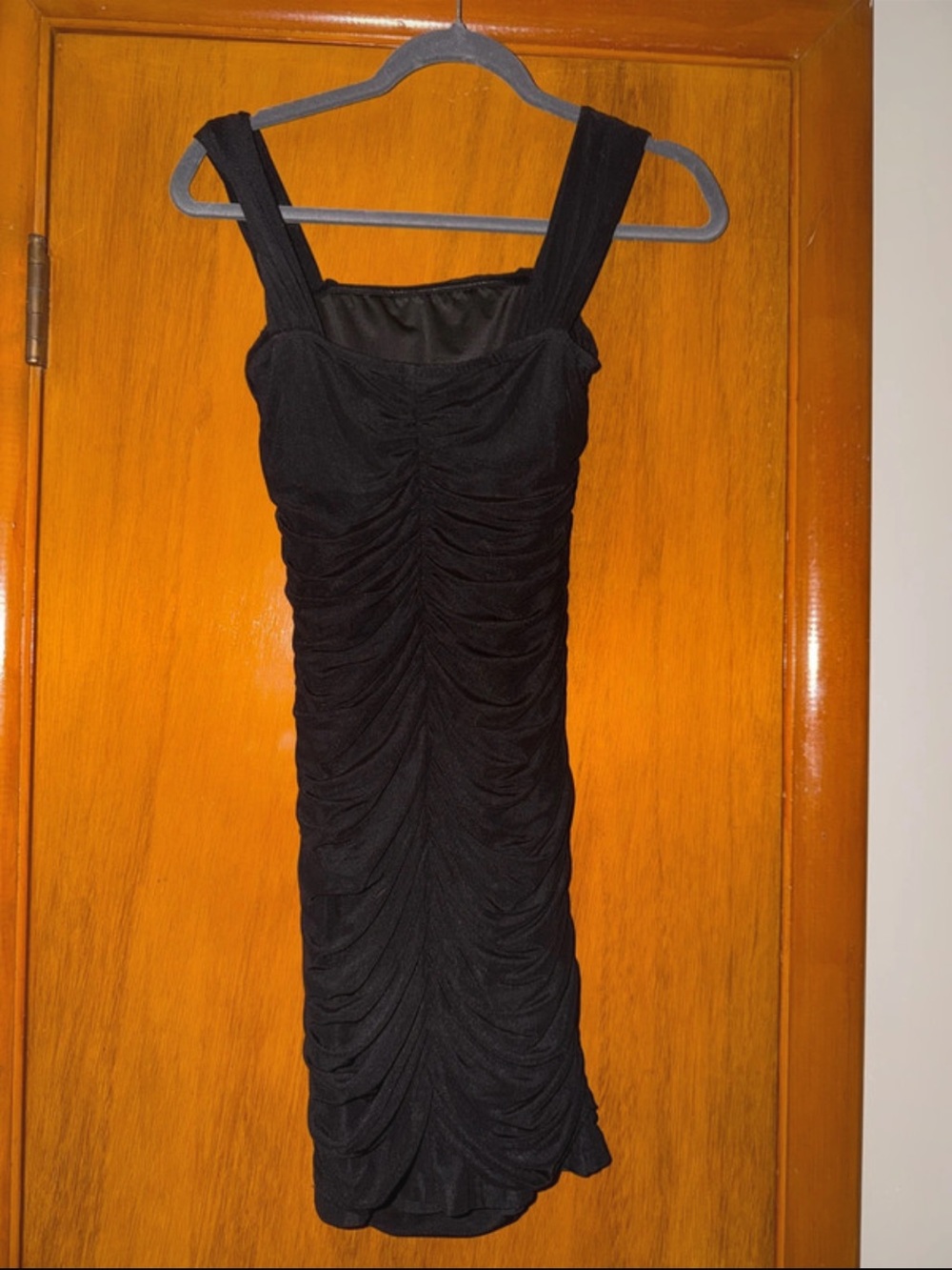 Black Ruched Sleeveless Mini Dress